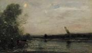 Charles-Francois Daubigny Rivier bij avond Spain oil painting artist